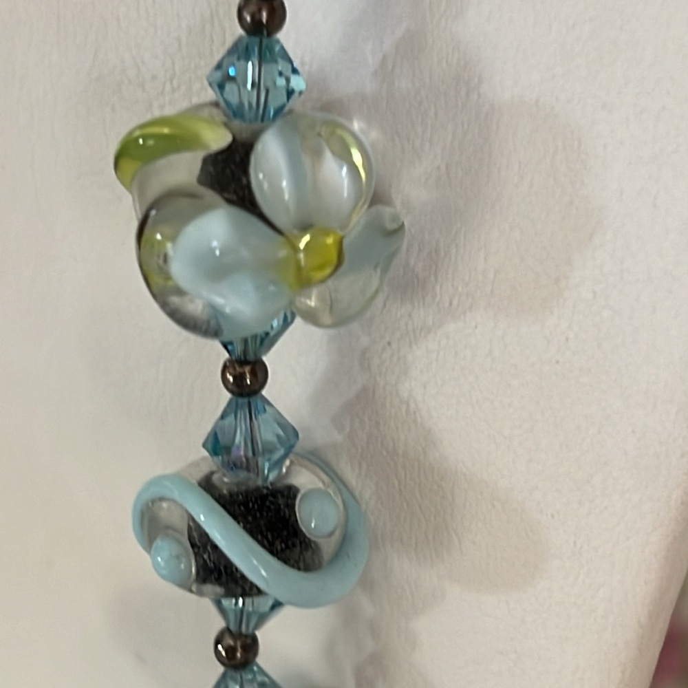 Glass Bead and Sterling Necklace - Picture 8 of 11